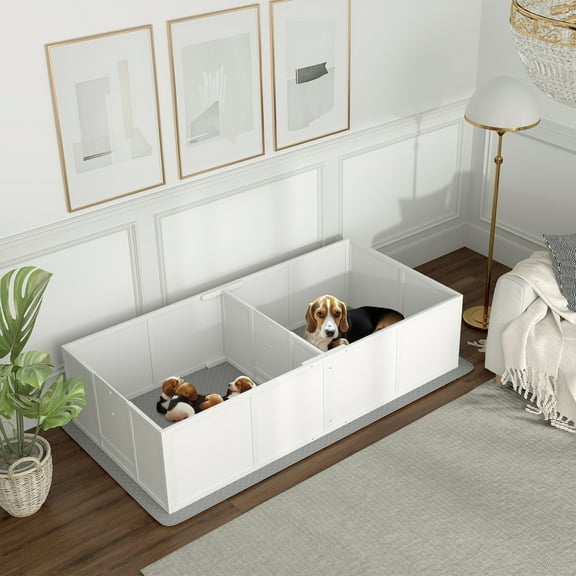 BOBOKY Professional Whelping Box for Dogs and Puppies, Includes Waterproof Pee Pad & Removable Side Door, Secure Birthing & Nursing Pen for Newborns.77.2" L x 37.8" W x 18.9" H