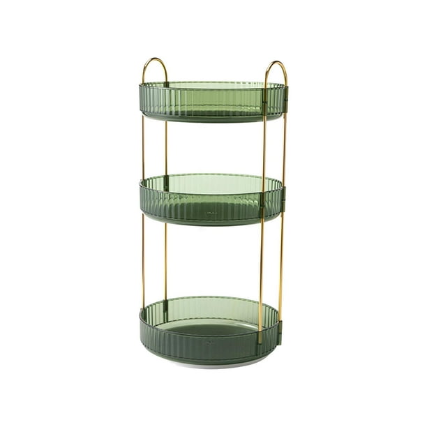 Soporte para brochas de maquillaje, estante de especias, almacenamiento de 3 niveles, organizador giratorio portátil para el cuidado de la piel, sopor verde