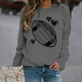 thumbnail image 5 of Holzkary Football Sweatshirts for Women Game Day Football Season Graphic Sweatshirt Long Sleeve Shirt Soccer Fans Pullover Print Solid Color Round Neck Ladies Sweatshirt Grey M, 5 of 5