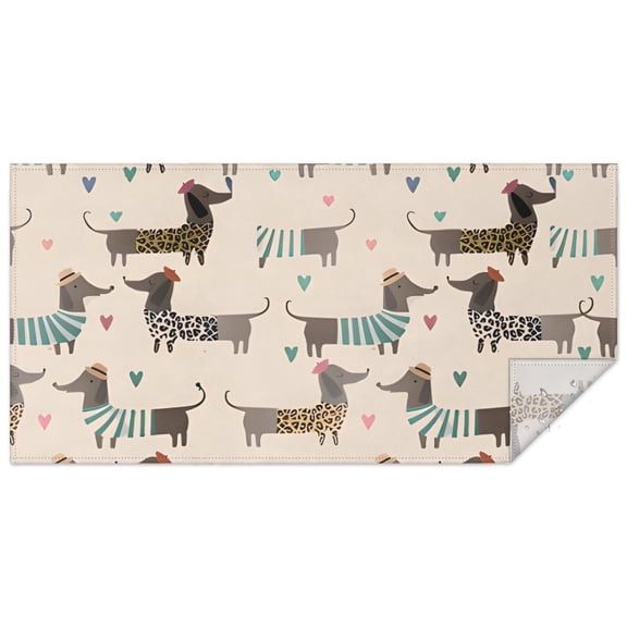 Cute Cartoon Dachshund Rectangle Tablecloth 60"x120",Waterproof Polyester Rectangle Table Cloth, Wipeable Spillproof Polyester Tablecloth for Dining, Camping, Indoor and Outdoor