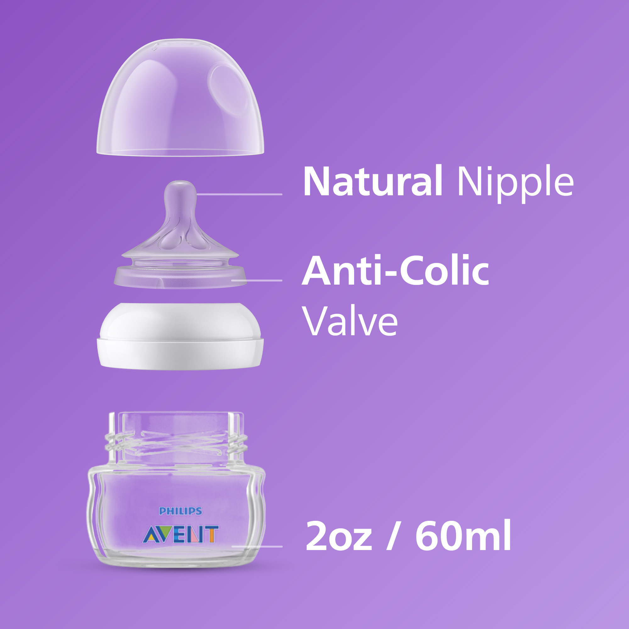 Philips AVENT Natural Baby Bottles, 2oz, 2-Pack photo 6