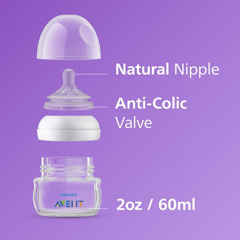 Philips AVENT Natural Baby Bottles 2oz with First Flow Nipple,