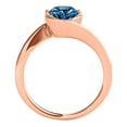 thumbnail image 3 of 1 Carats Blue Round Diamond Engagement Ring 18K Solid Rose Gold, 3 of 3