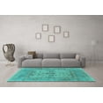 thumbnail image 3 of Ahgly Company Machine Washable Indoor Rectangle Oriental Turquoise Blue Industrial Area Rugs, 5' x 8', 3 of 4