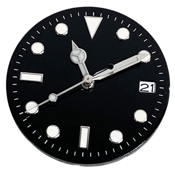 Esfera de reloj de 28,5 mm de repuesto para movimiento NH36/NH35, práctica y moderna, portátil. Negro
