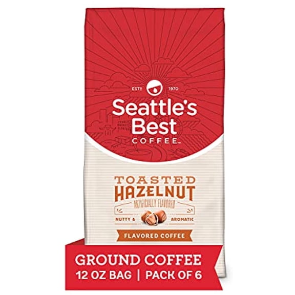Seattles Best Coffee Toasted Hazelnut Flavored Medium Roast Ground Coffee | 11 Ounce Bags (Pack Of 6) (packaging may vary)