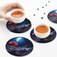 thumbnail image 3 of KLL Drink Coasters Set Round Shape of 4,PU Leather Absorbent Coasters Set Decorative Coffee Cup Coasters Housewarming Gift for Home Decor-Artistic Moon Rose, 3 of 5