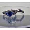 thumbnail image 2 of Blue Sapphire ring engagement ring, promise ring, black gothic, anniversary gift, antique gemstone ring, gift for her, statement ring Size 5.5, 2 of 5