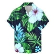 thumbnail image 2 of Njoeus Hawaiian Shirts for Men Summer Loose Casual Short Sleeve Mens Beach Shirts Button Up Floral Shirts Tropical Vacation Clothes （Available In Big & Tall Size) 3X 4X 5X Summer Savings Army Green, 2 of 5