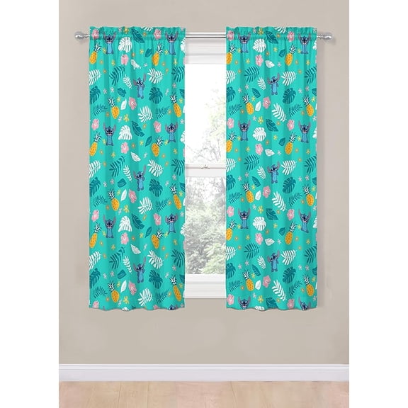 Disney Lilo & Stitch Aloha Stitch 2 Panels Drapes - 63 Inch Long - Kids Bedroom Décor