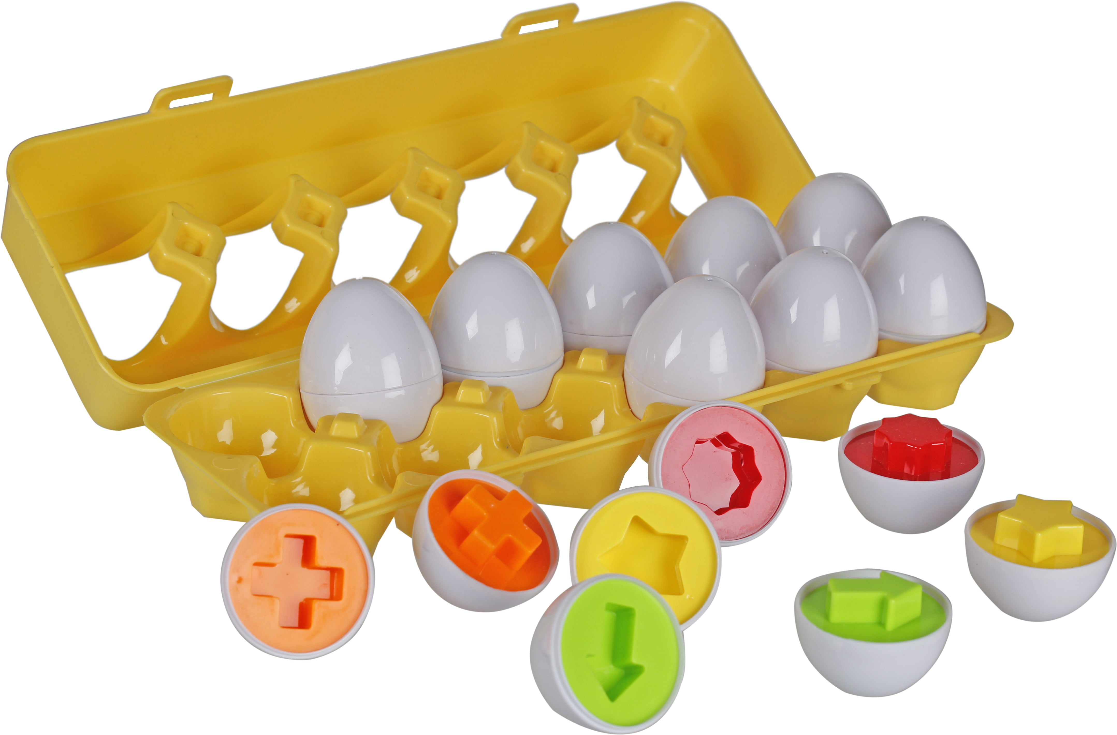 6 Colors And 12 Shapes for Ages 2 And Up Preschool Education Womdee Toddler Eggs Toys Pack of 12 Children Color Matching Egg Set /& Kids Shape Recognition Easter Eggs