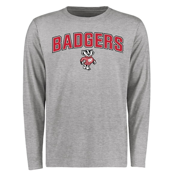 Men's Ash Wisconsin Badgers Proud Mascot Long Sleeve T-Shirt