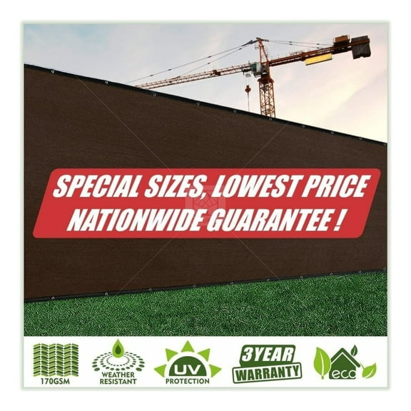 Customized Size Fence Screen Privacy Screen Brown 6' x 3' - Grade 170 GSM - Heavy Duty - 3 Years Warranty - Cable Zip Ties Included 6' x 3' Custom Made Size