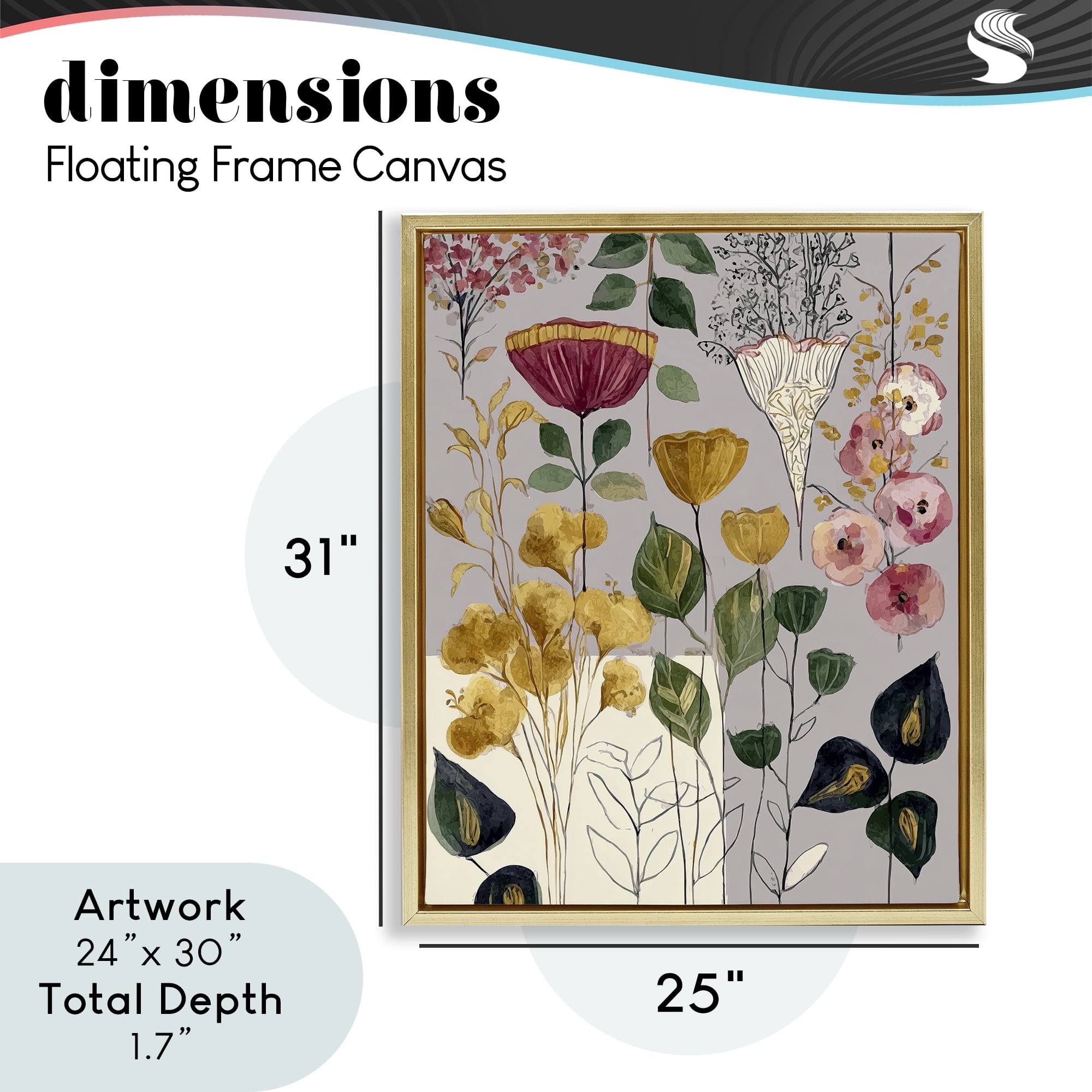 Playful Assumptions Foliage Gold Framed Floater Canvas Wall Art, design by Annabelle Hall
