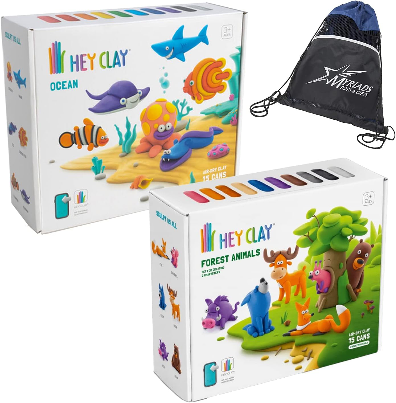 HEY CLAY Ocean: Shark, Octopus, Stingray Set - Air Dry Clay Kit 6 cans and  Sculpting Tools with Fun Interactive Instructions App