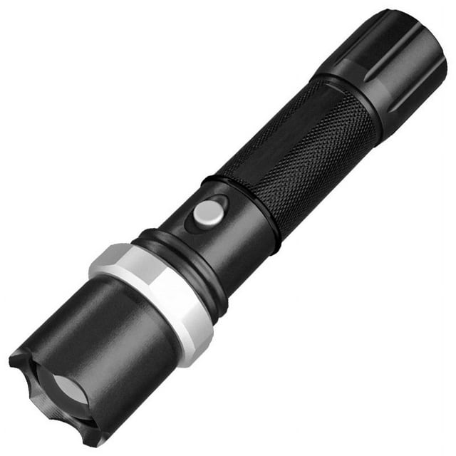 Linterna recargable de alto brillo fabricada en aleación de aluminio. Linterna LED con enfoque giratorio para acampar al aire libre.