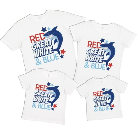 

7 ate 9 Apparel Matching Family 4th of July Shirts - White Great White White Shark White T-Shirt 2T