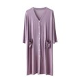 thumbnail image 2 of Men's Viscose Rayon Cardigan-Style Pajama Robe with V-Neck and Pockets, 2 of 5