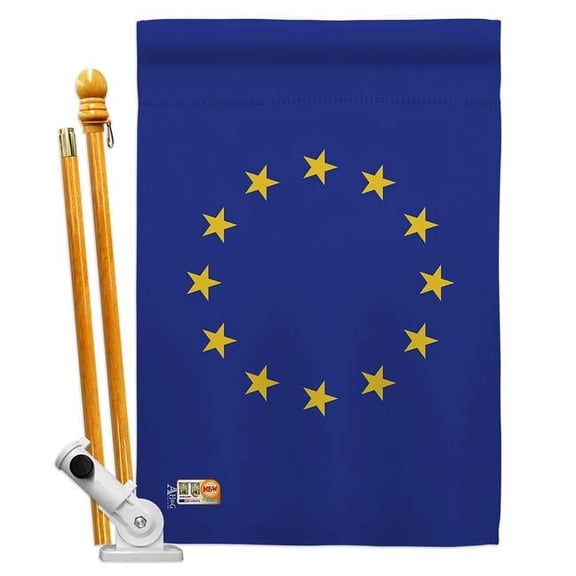 Americana Home & Garden AA-CY-HS-140081-IP-BO-D-US18-AG 28 x 40 in. Europin Flags of the World Nationality Impressions Decorative Vertical Double Sided House Flag Set & Pole Bracket Hardware Flag Set