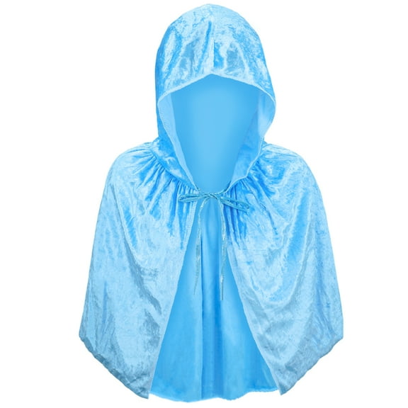 SeasonsTrading Adult Light Blue Velvet Hooded Cape Capelet - Princess FairyTale Fantasy Costume, Halloween, Elsa Cosplay, Party, Cruise