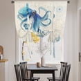 thumbnail image 3 of Blue Octopus Coastal Tie Up Curtains 45 Inches Long, Kitchen Window Curtains Over Sink, Coral Summer Beach Nautical Ocean Beige Small Window Curtains Balloon Curtains Valances for Bedroom 34"x45", 3 of 8