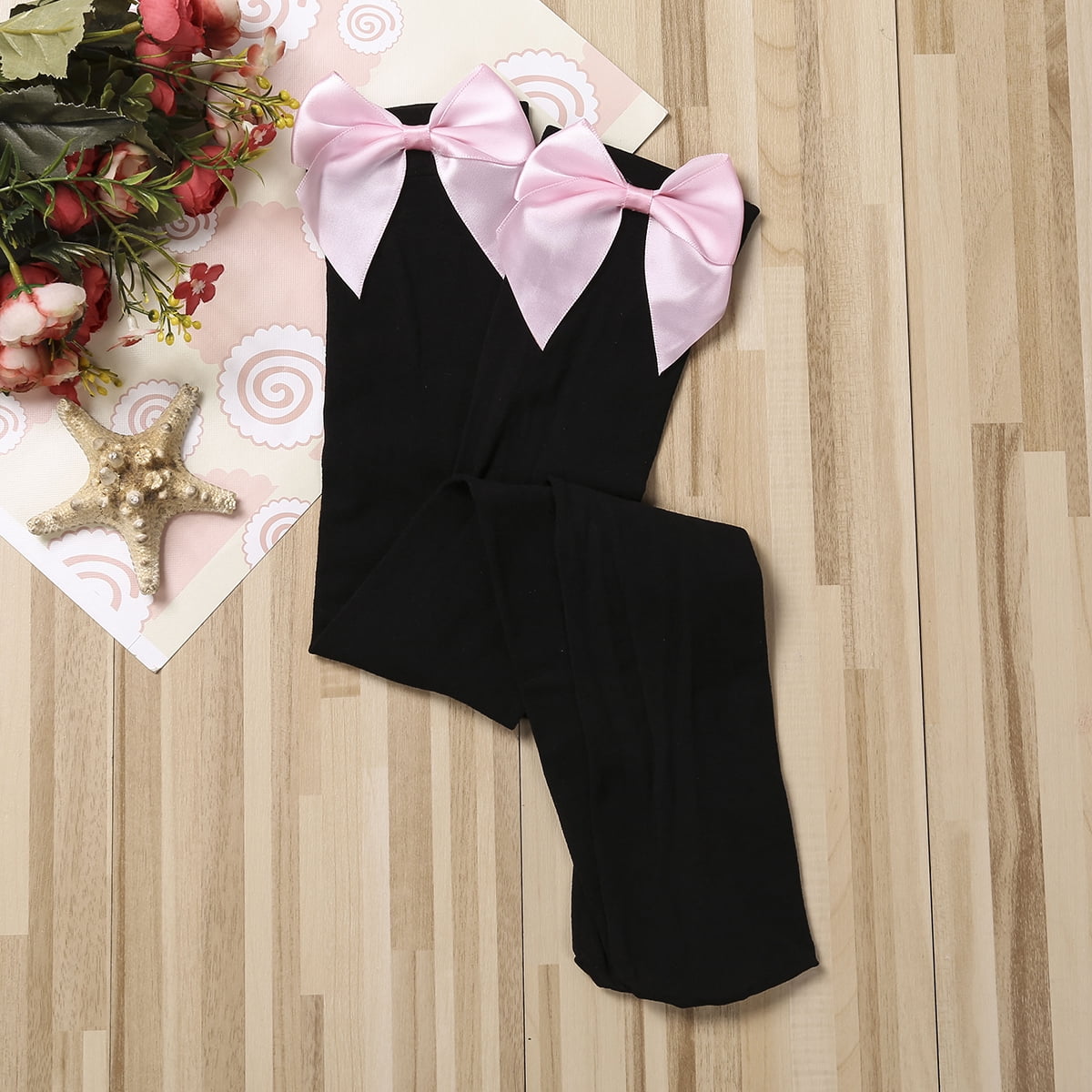 Pink to Black Thigh High Bow Leggings