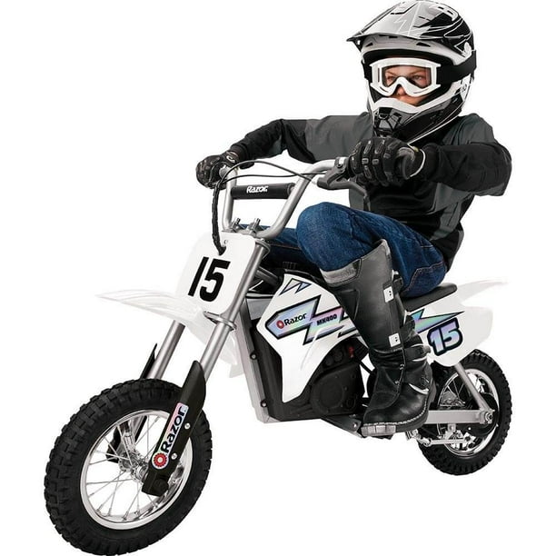 Electric Motocross Dirt Bike for Outdoor Park, White & Black