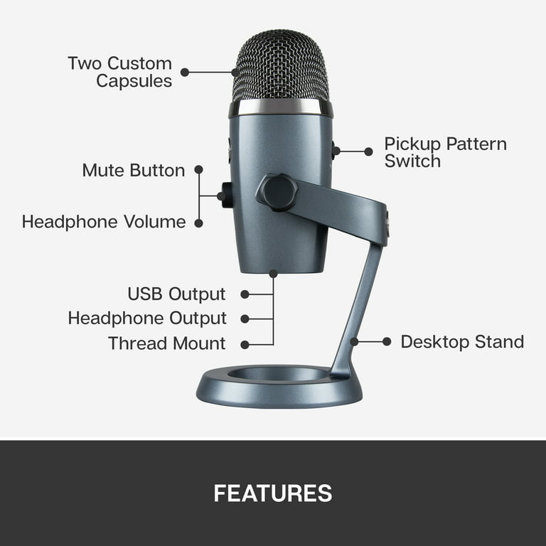 Blue Yeti Nano Professional condenser digital USB microphone for podcasting  game streaming Skype call  music recording