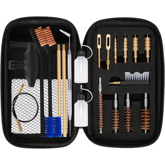 Universal Handgun Cleaning kit .22,.357,.38,9mm,.45 Caliber Pistol Cleaning Kit Bronze Bore Brush and Brass Jag Adapter