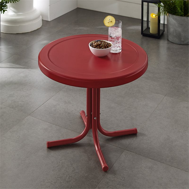 Crosley Furniture Retro Metal Side Table In Griffith Red Walmart Com Walmart Com
