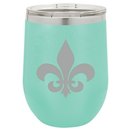 Fleur De Lis Entertainment Center (12 oz Double Wall Vacuum Insulated Stainless Steel Stemless Wine Tumbler Glass Coffee Travel Mug With Lid Fleur-De-Lis)