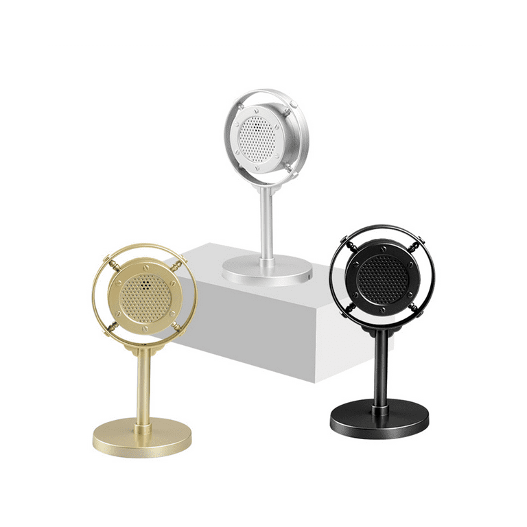 Vintage Style Microphone Simulation Classic Retro Dynamic Vocal Mic Universal Stand for Live Performance Sing Black
