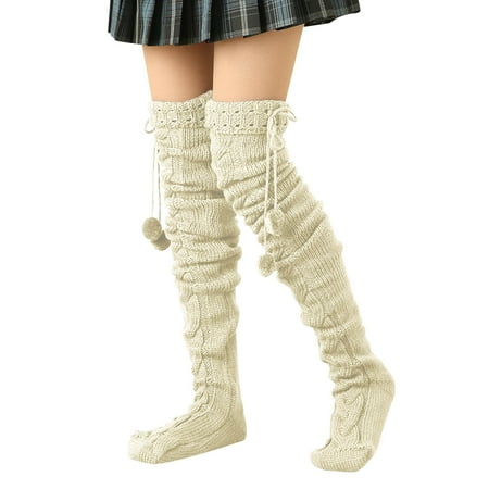 

fvwitlyh Space Thigh High Women Autumn And Winter Solid Color Knit Over The Knee Stockings Super Stretch Magical Tights