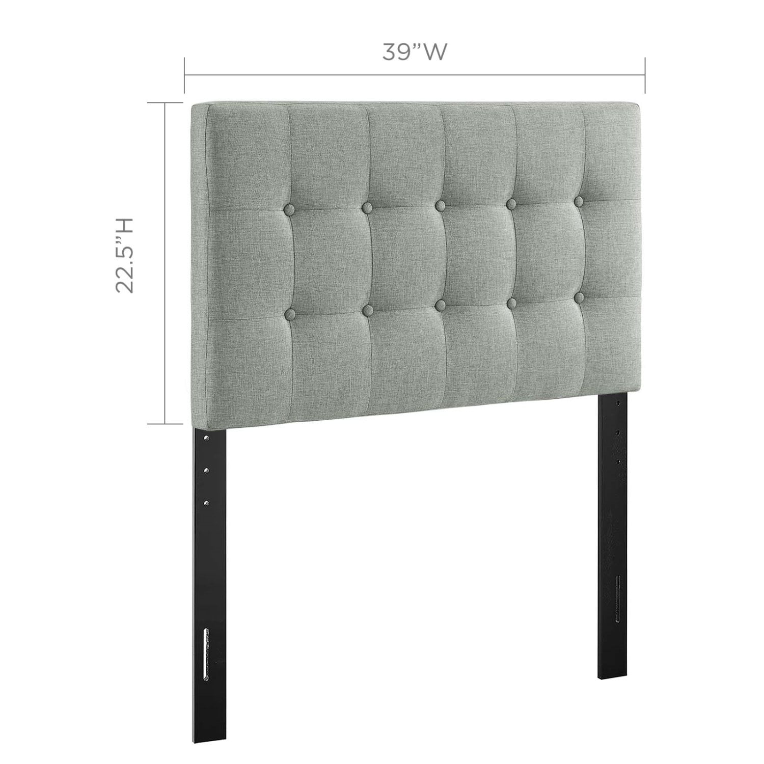 Tufted Headboard, Twin Size, Grey Gray, Fabric, Bedroom, Modern Contemporary HB34981