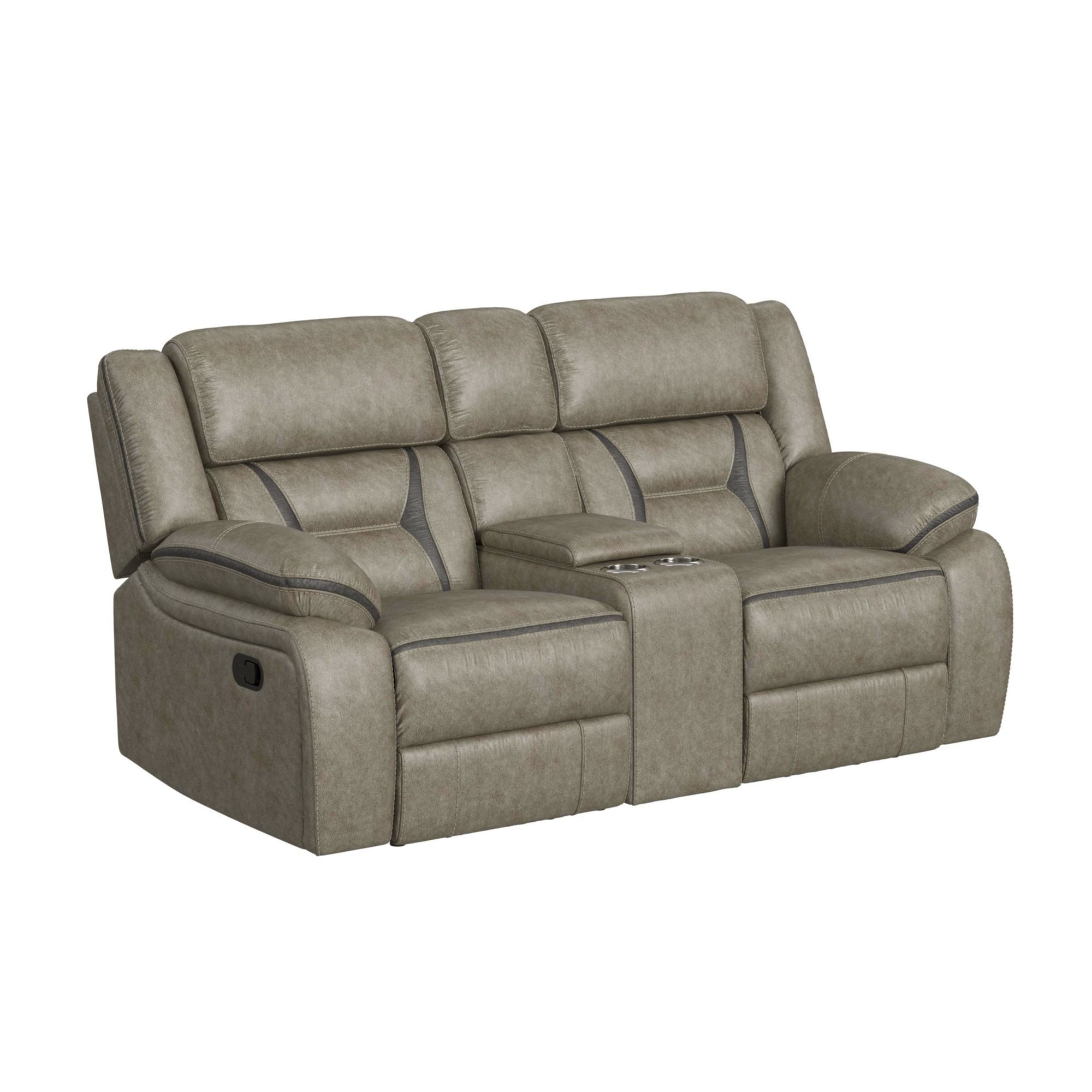 Picket House Furnishings Kaoru Motion Loveseat with Console in Corral Gray