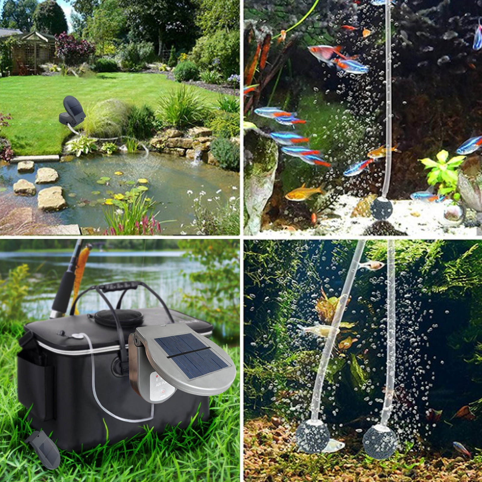 Evjurcn Solar Pond Aerator with Hose 5V/1W Solar Oxygen Pump 3 Adjustable Mode Aquarium Air Pump Durable Fish Bubbler Pump Oxygenator Aerator Oxygen Pump Aerator for Outdoor Aquarium Pool