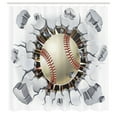 thumbnail image 3 of Ambesonne Sports Shower Curtain, Baseball Wall Concrete, 69"Wx70"L, Ivory Pale Grey Orange, 3 of 5