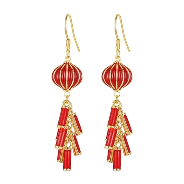 Pendientes de Año Nuevo Chino Pendientes Colgantes Elegantes Únicos Pendientes Colgantes Gota Estilo A