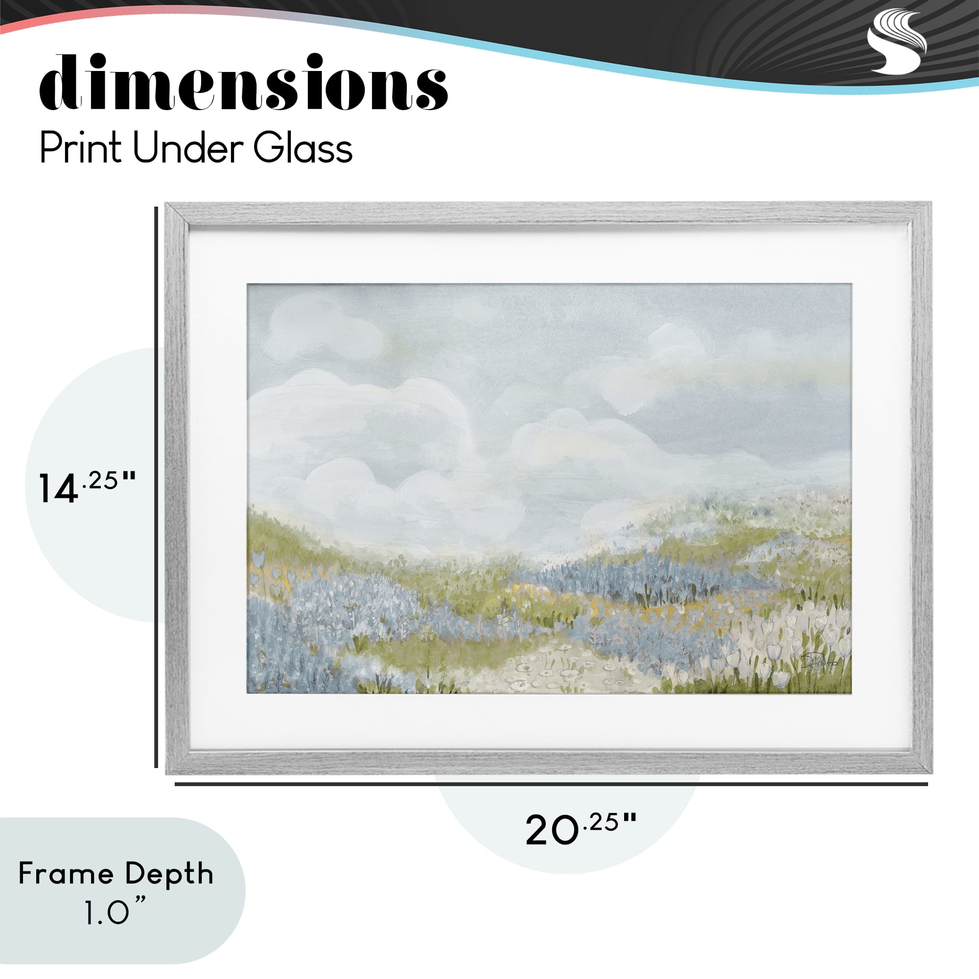 Stupell Industries Blue Floral Meadow Gray Framed Print Under Glass, design by Patricia Pinto