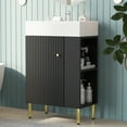 thumbnail image 2 of 21.6-inch black bathroom cabinet, stylish and practical design, combination cabinet, bathroom storage cabinet, storage cabinet with ample storage space, single ceramic sink,, 2 of 9