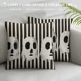 thumbnail image 3 of PHYHOO Halloween Ghost Throw Pillow Cover, Black Stripes Cushion Case Decoration for Sofa Couch, 3 of 5