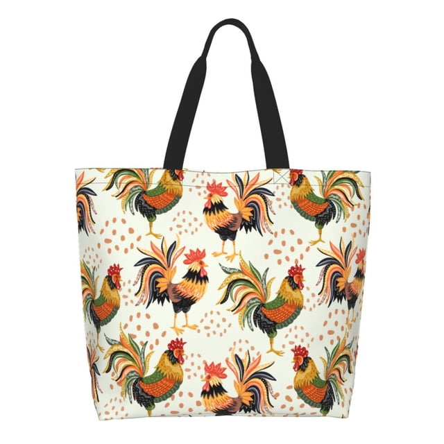 Disketp Colorful Roosters Bolsa Tote Estampada para Mujer, Bolso de Hombro y de Mano para Compras y Viajes