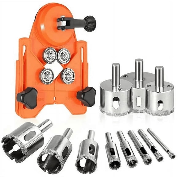 Multiple Applications Diamond Drill Bits, Quick Sharp Cut Hollow Core Drill Bit Set for Ceramic Glass, 11pcs Smooth Cutting High-Performance Materials Coated Hole Saw Drill Bits