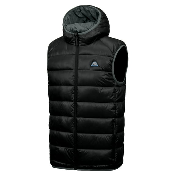Mapamyumco Men’s Puffer Vest Lightweight with Hood, Water-Resistant Jacket Sleeveless for Hiking Ski Black S