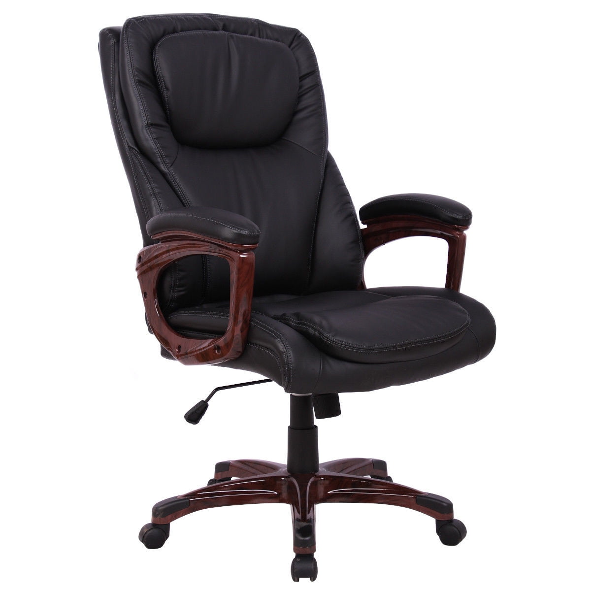 Gymax Ergonomic Office Chair High Back Pu Leather Executive Computer Gymax Ergonomic Office Chair High Back Pu Leather Executive Computer Desk Task Black
