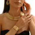 thumbnail image 2 of Geometric Line Design Choker Adjustable Layered Metal Jewelry Four Piece Bracelet Necklace Combo For, 2 of 6