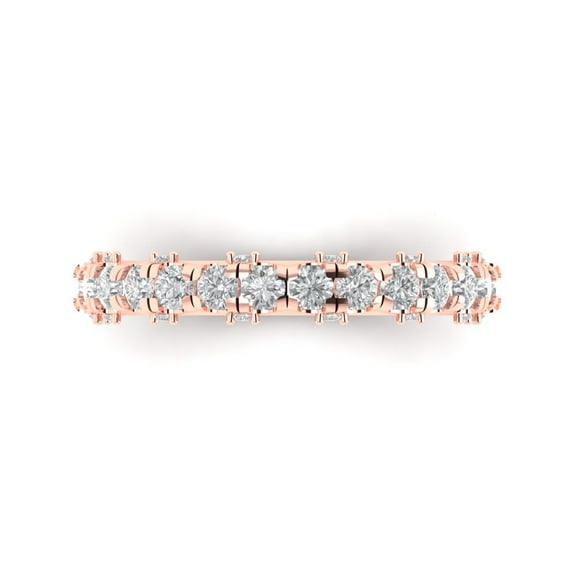3.13 ctw Wedding Band for Women - 18K Rose Gold White Sapphire Stackable Eternity Ring