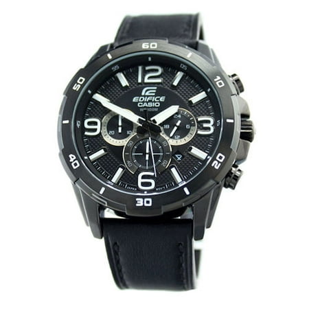 Casio Edifice Men's EFR538L-1AV Analog Leather Watch-Black