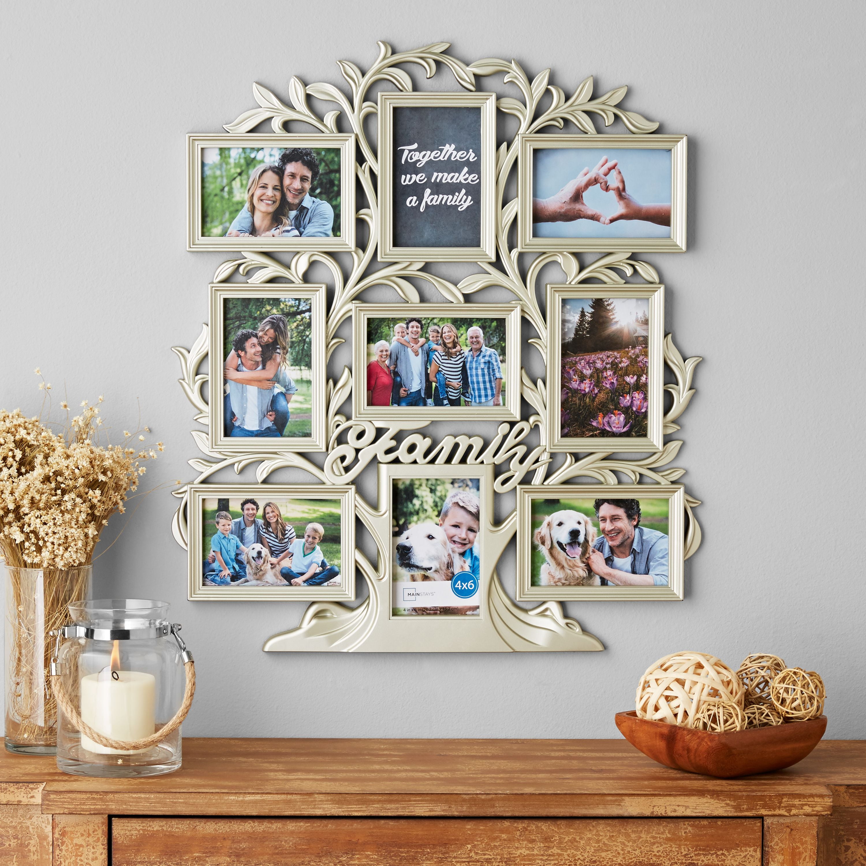 Prinz 9-Opening Multi-sized Wall Collage Picture Frame, Rustic White-Grey, Size: 9 Op