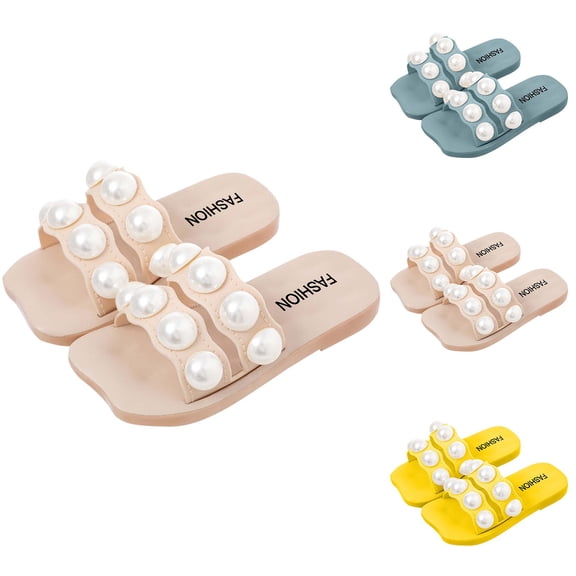 Eltusu Girls Slide Sandals, Casual Open Toe Non-Slip Breathable Summer Shoes Beige Size 5-11 T